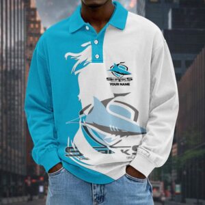 Auspiritmerch Cronulla-Sutherland Sharks Fashion Style Men Long Polo Shirt Personalized Gifts
