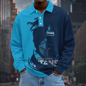 Auspiritmerch Gold Coast Titans Fashion Style Men Long Polo Shirt Personalized Gifts