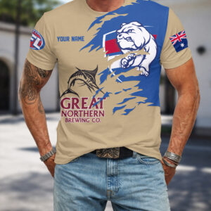 Auspiritmerch Western Bulldogs x Great Northern Beer T-Shirt Custom Name Gift For Fan