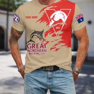 Auspiritmerch Sydney Swans x Great Northern Beer T-Shirt Custom Name Gift For Fan