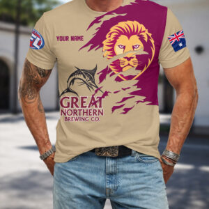Auspiritmerch Brisbane Lions x Great Northern Beer T-Shirt Custom Name Gift For Fan
