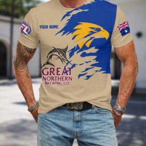 Auspiritmerch West Coast Eagles x Great Northern Beer T-Shirt Custom Name Gift For Fan