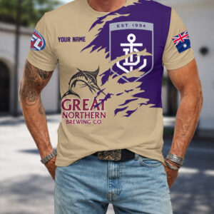 Auspiritmerch Fremantle Dockers x Great Northern Beer T-Shirt Custom Name Gift For Fan
