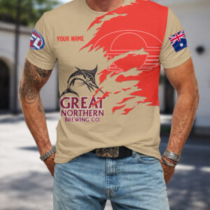 Auspiritmerch Gold Coast Suns x Great Northern Beer T-Shirt Custom Name Gift For Fan