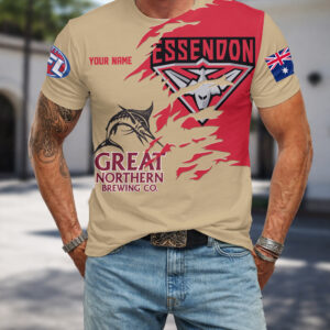 Auspiritmerch Essendon x Great Northern Beer T-Shirt Custom Name Gift For Fan