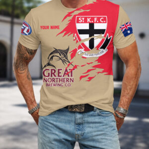 Auspiritmerch St Kilda Saints x Great Northern Beer T-Shirt Custom Name Gift For Fan