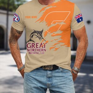 Auspiritmerch GWS Giants x Great Northern Beer T-Shirt Custom Name Gift For Fan