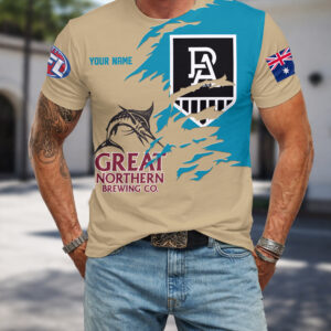 Auspiritmerch Port Adelaide x Great Northern Beer T-Shirt Custom Name Gift For Fan