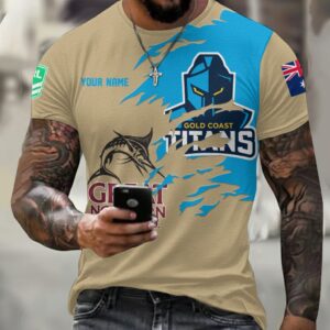 Auspiritmerch Gold Coast Titans x Great Northern Beer T-Shirt Custom Name Gift For Fan