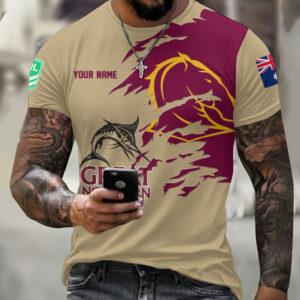 Auspiritmerch Brisbane Broncos x Great Northern Beer T-Shirt Custom Name Gift For Fan
