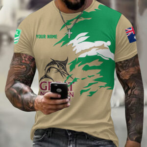 Auspiritmerch South Sydney Rabbitohs x Great Northern Beer T-Shirt Custom Name Gift For Fan