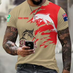 Auspiritmerch Redcliffe Dolphins x Great Northern Beer T-Shirt Custom Name Gift For Fan