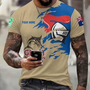 Auspiritmerch Newcastle Knights x Great Northern Beer T-Shirt Custom Name Gift For Fan