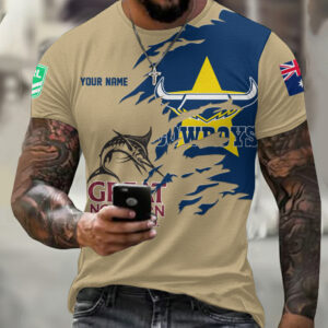 Auspiritmerch North Queensland Cowboys x Great Northern Beer T-Shirt Custom Name Gift For Fan