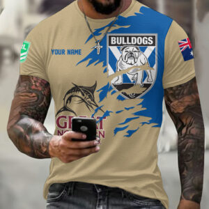 Auspiritmerch Canterbury-Bankstown Bulldogs x Great Northern Beer T-Shirt Custom Name Gift For Fan