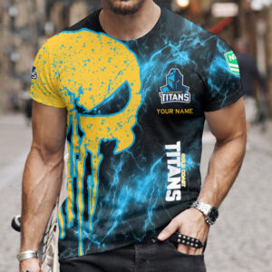 Auspiritmerch Gold Coast Titans T-Shirt Custom Name Gift For Fan