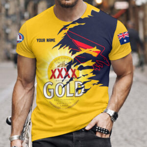 Auspiritmerch Adelaide Crows x XXXX Gold Beer Custom Name T-Shirt Gift For Fan