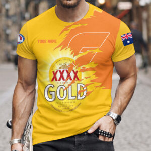 Auspiritmerch GWS Giants x XXXX Gold Beer Custom Name T-Shirt Gift For Fan