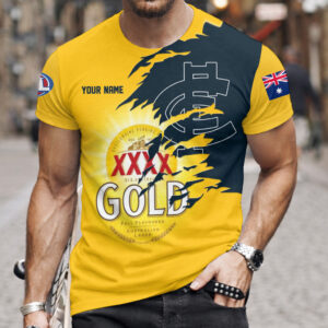 Auspiritmerch Carlton Blues x XXXX Gold Beer Custom Name T-Shirt Gift For Fan