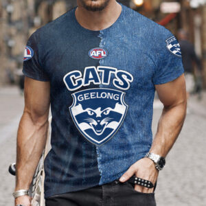 Auspiritmerch Geelong Cats Premium 3D T-Shirt Custom Name Gift For Fan