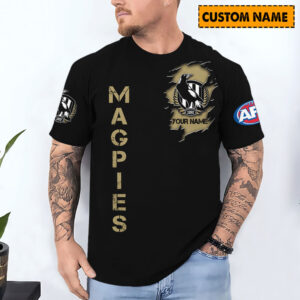 Auspiritmerch Collingwood Magpies T-Shirt Custom Name Gift For Fan