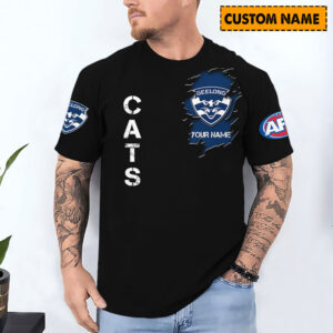 Auspiritmerch Geelong Cats T-Shirt Custom Name Gift For Fan