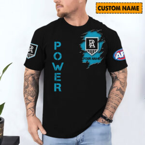 Auspiritmerch Port Adelaide T-Shirt Custom Name Gift For Fan