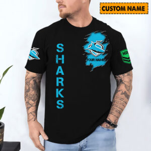 Auspiritmerch Cronulla-Sutherland Sharks T-Shirt Custom Name Gift For Fan