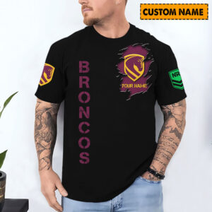 Auspiritmerch Brisbane Broncos T-Shirt Custom Name Gift For Fan