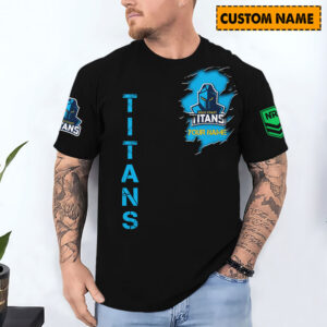 Auspiritmerch Gold Coast Titans T-Shirt Custom Name Gift For Fan
