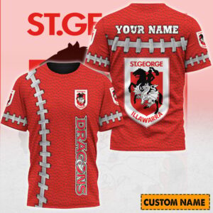 Auspiritmerch St. George Illawarra Dragons Casual T-Shirt Custom Name Gift For Fan