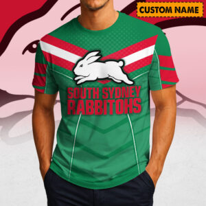 Auspiritmerch South Sydney Rabbitohs Casual T-Shirt Custom Name Gift For Fan