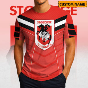 Auspiritmerch St. George Illawarra Dragons Casual T-Shirt Custom Name Gift For Fan