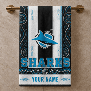 Auspiritmerch Cronulla-Sutherland Sharks Premium Bath/ Beach Towel Personalized Gift For Fan