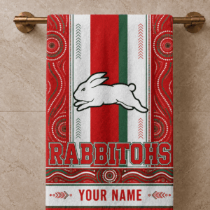 Auspiritmerch South Sydney Rabbitohs Premium Bath/ Beach Towel Personalized Gift For Fan