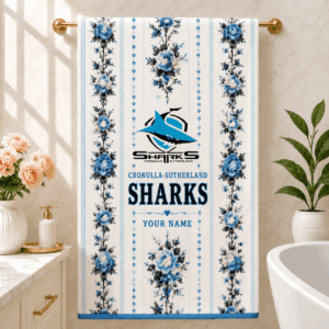 Auspiritmerch Cronulla-Sutherland Sharks Premium Bath/ Beach Towel Personalized Gift For Fan