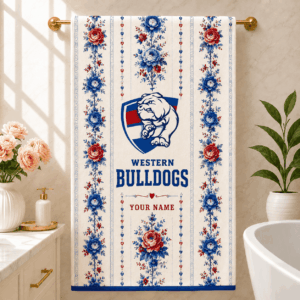 Auspiritmerch Western Bulldogs Premium Bath/ Beach Towel Personalized Gift For Fan