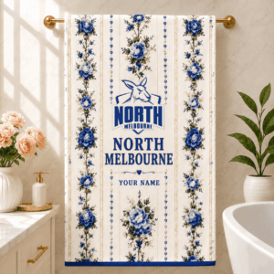 Auspiritmerch North Melbourne Kangaroos Premium Bath/ Beach Towel Personalized Gift For Fan