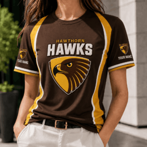 Auspiritmerch Hawthorn Hawks Team Cool Style T-Shirt Custom Name Gift For Fan