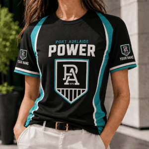 Auspiritmerch Port Adelaide Power Team Cool Style T-Shirt Custom Name Gift For Fan