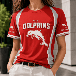Auspiritmerch Dolphins Team Cool Style T-Shirt Custom Name Gift For Fan