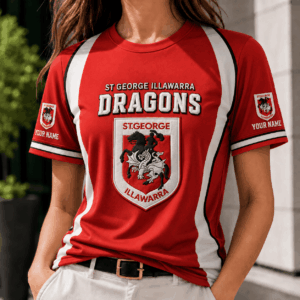 Auspiritmerch St George Illawarra Dragons Team Cool Style T-Shirt Custom Name Gift For Fan