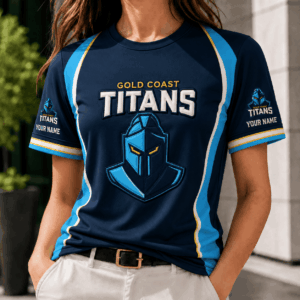 Auspiritmerch Gold Coast Titans Team Cool Style T-Shirt Custom Name Gift For Fan