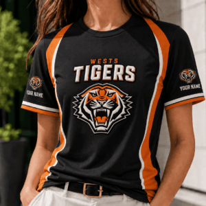 Auspiritmerch Wests Tigers Team Cool Style T-Shirt Custom Name Gift For Fan