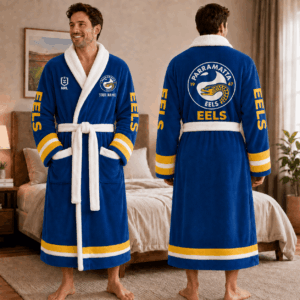 Auspiritmerch Parramatta Eels Fleece Bathrobe Custom Name Gift For Fan