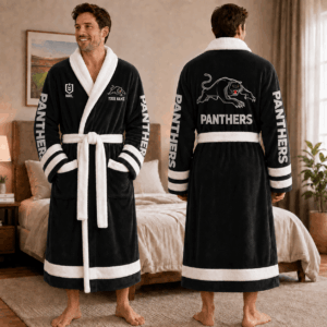 Auspiritmerch Penrith Panthers Fleece Bathrobe Custom Name Gift For Fan