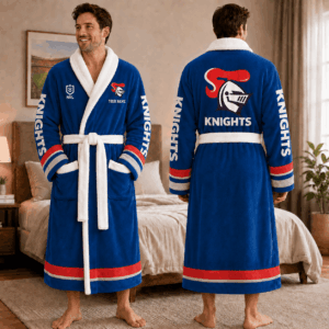 Auspiritmerch Newcastle Knights Fleece Bathrobe Custom Name Gift For Fan
