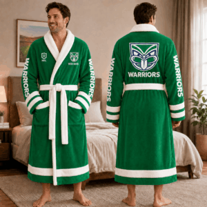Auspiritmerch New Zealand Warriors Fleece Bathrobe Custom Name Gift For Fan
