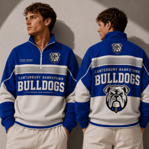 Auspiritmerch Canterbury-Bankstown Bulldogs Quarter Zip Sweatshirt Custom Name Gifts For Fan