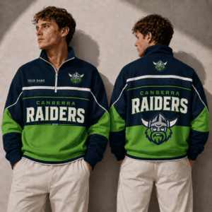 Auspiritmerch Canberra Raiders Quarter Zip Sweatshirt Custom Name Gifts For Fan
